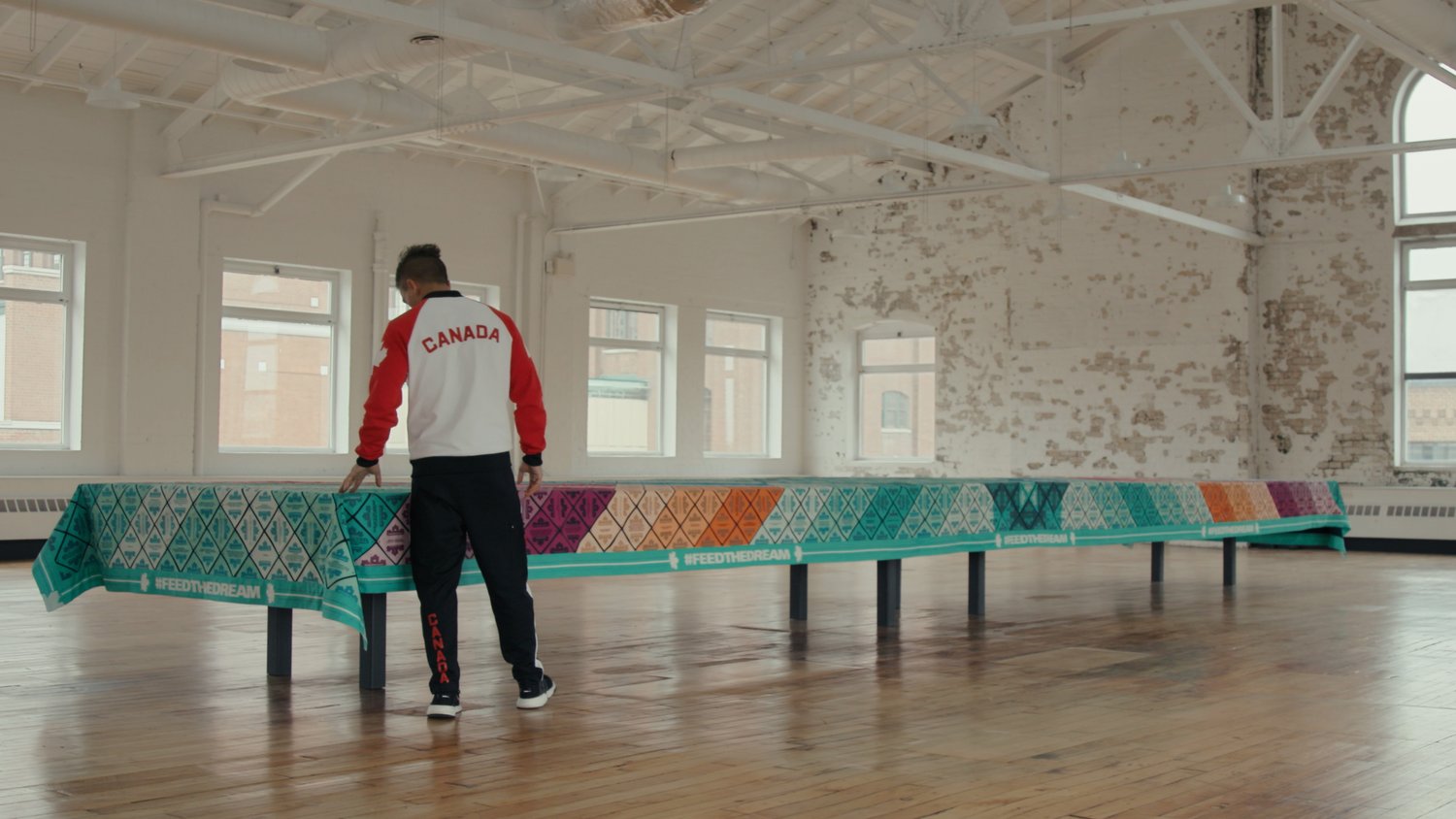Team Canada Athlete with Tablecloth