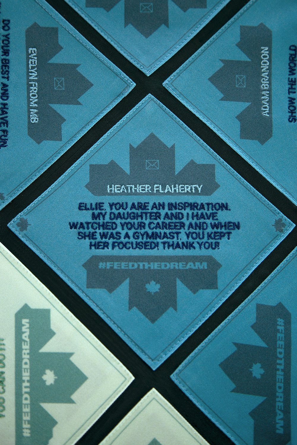 Stitched patch on tablecloth