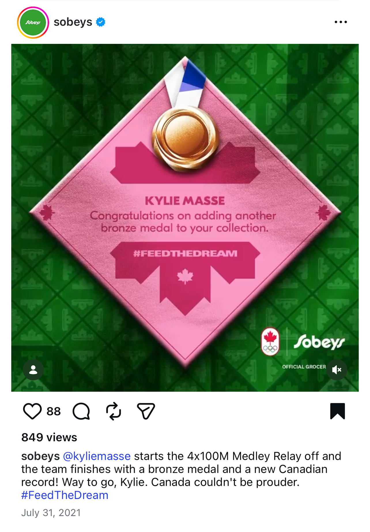 Sobeys social post - Kylie Masse